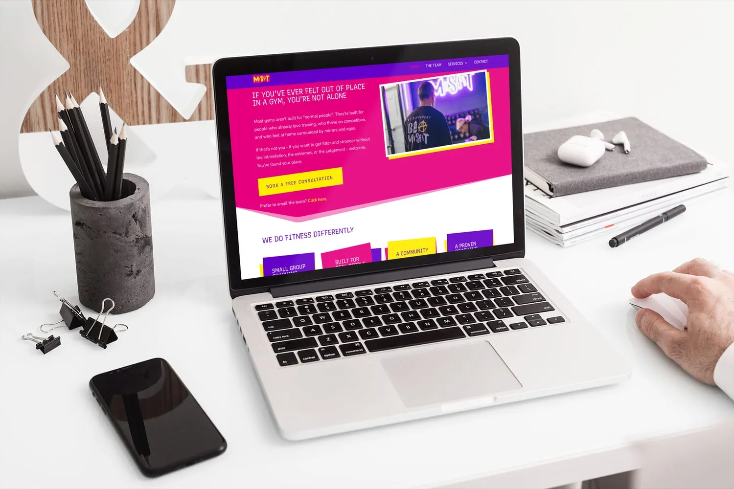 Misfit website designed and built by Codebreak, shown on a laptop