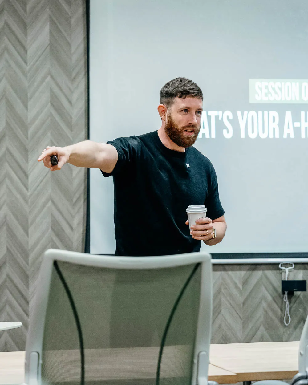 Joel Stone speaking at a Codebreak session